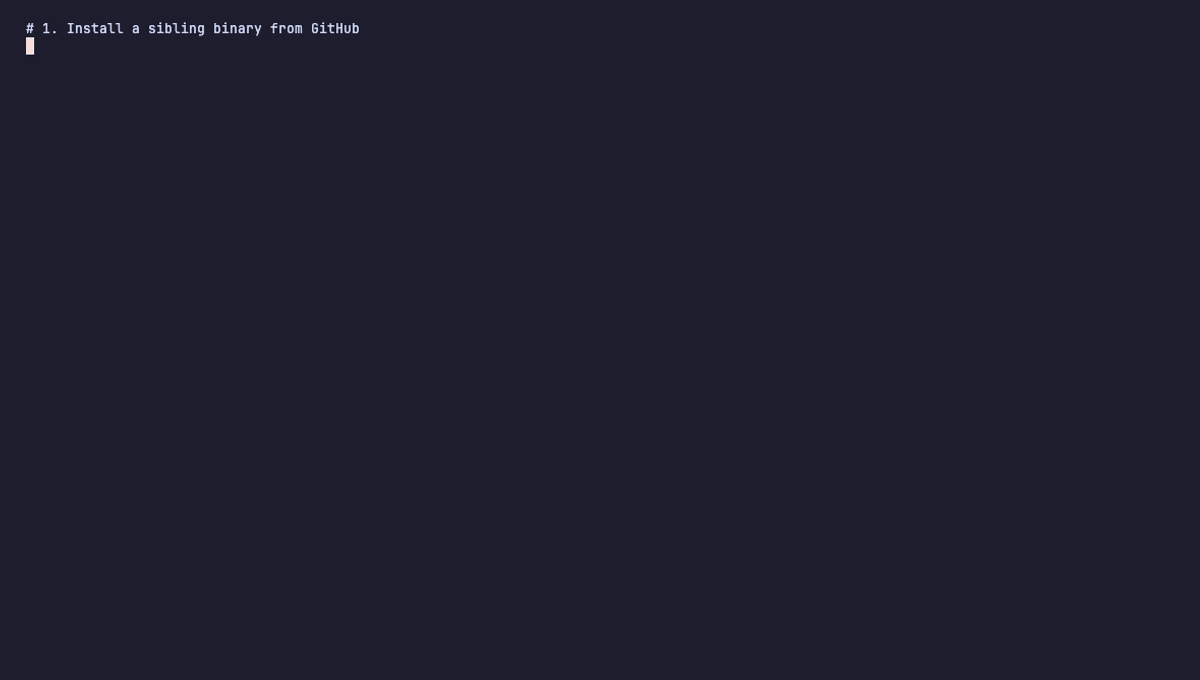 The Integration SDK install flow — cargo install a sibling, then <sibling> --install writes a manifest that mnml picks up on integrations.refresh, adding a rail chip + palette command + chord binding.